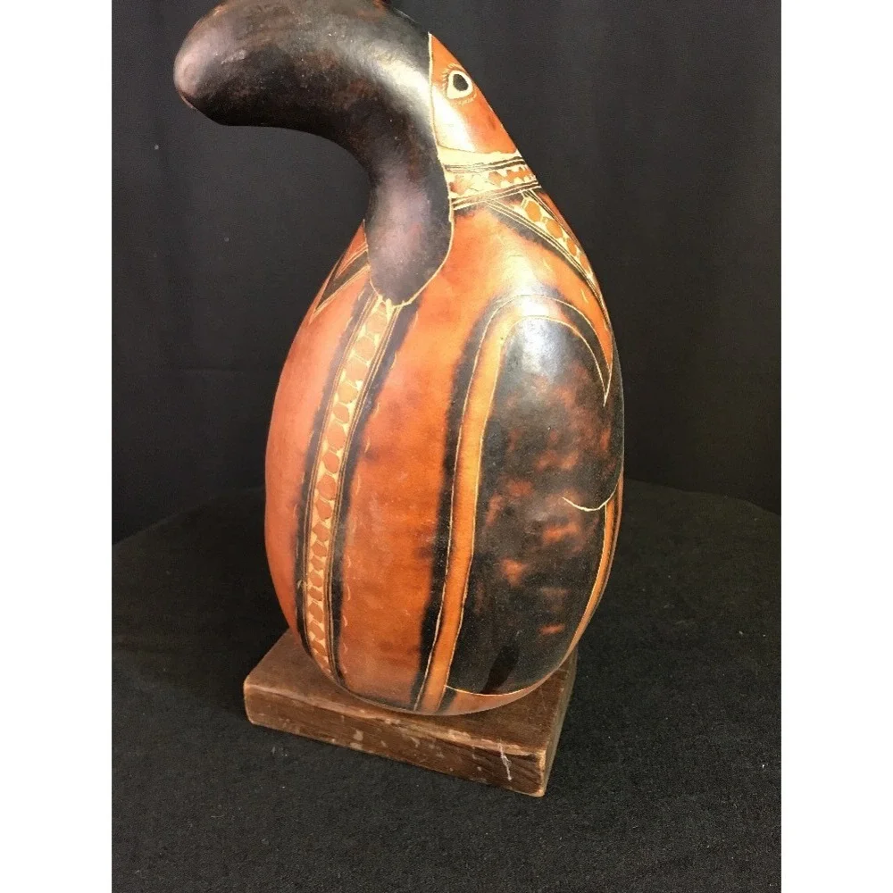 Vintage Decorated Painted Gourd‎ Statue Figurine Peruvian  Peru Art